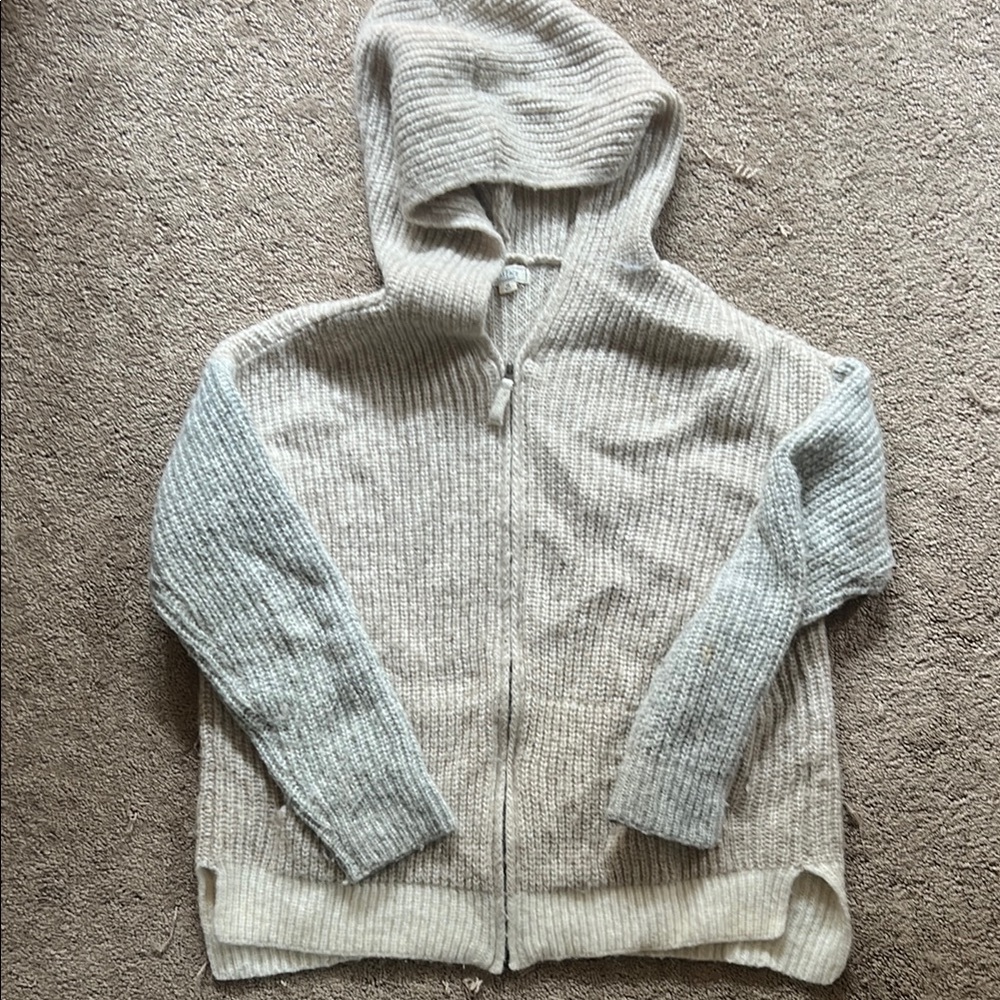 Fat Face Cozy Cream and Gray Zip Up Sweater